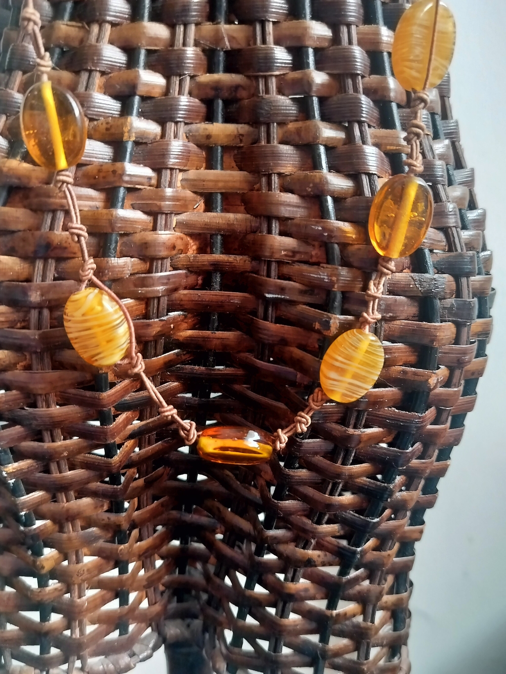 Handcrafted Amber-Tone Bead Necklace - Women Jewelry